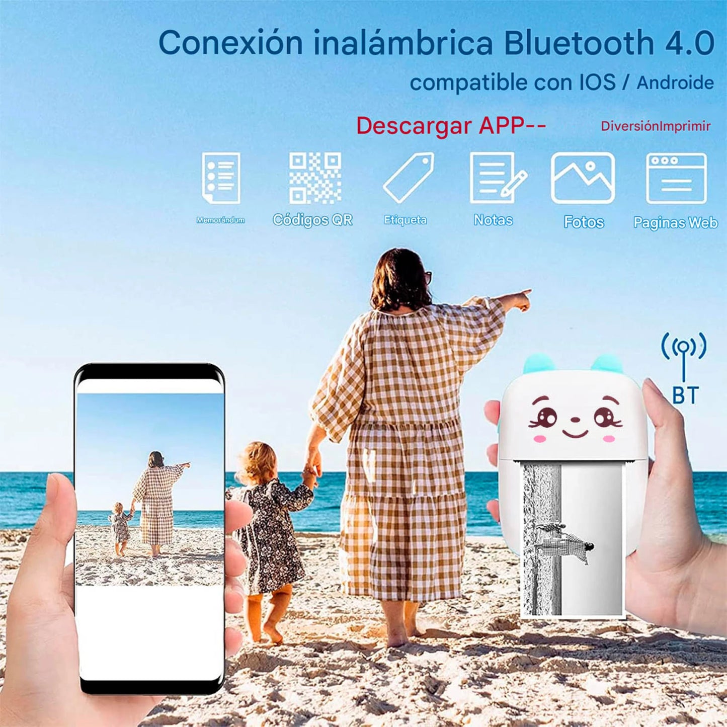 Mini Impresora Térmica Portátil Bluetooth